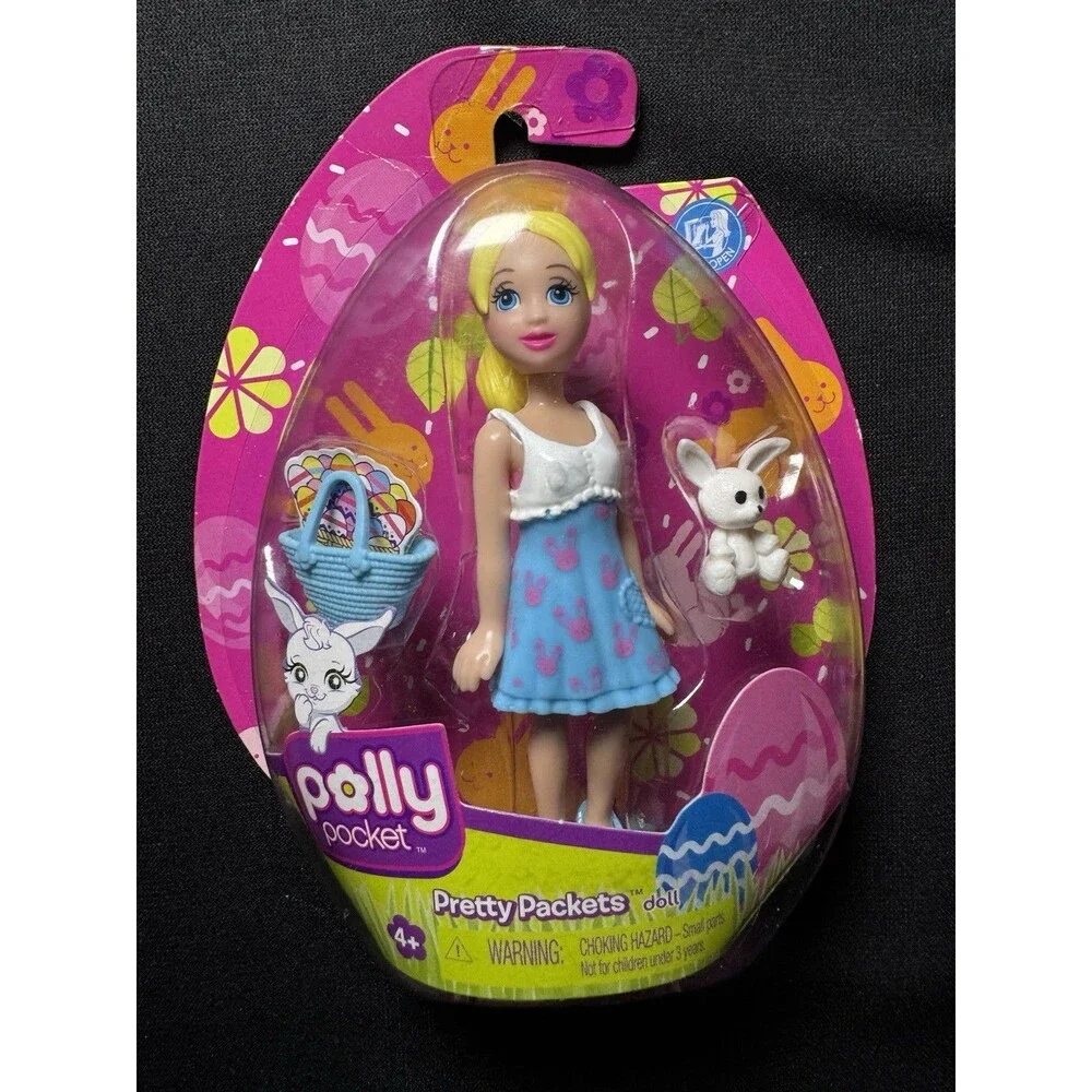 Polly Pocket 2009 Pretty Packets Easter Bunny 2 Doll Bundle NEW